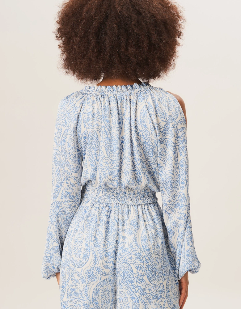 Ivory Paisley Shirred Waist Playsuit