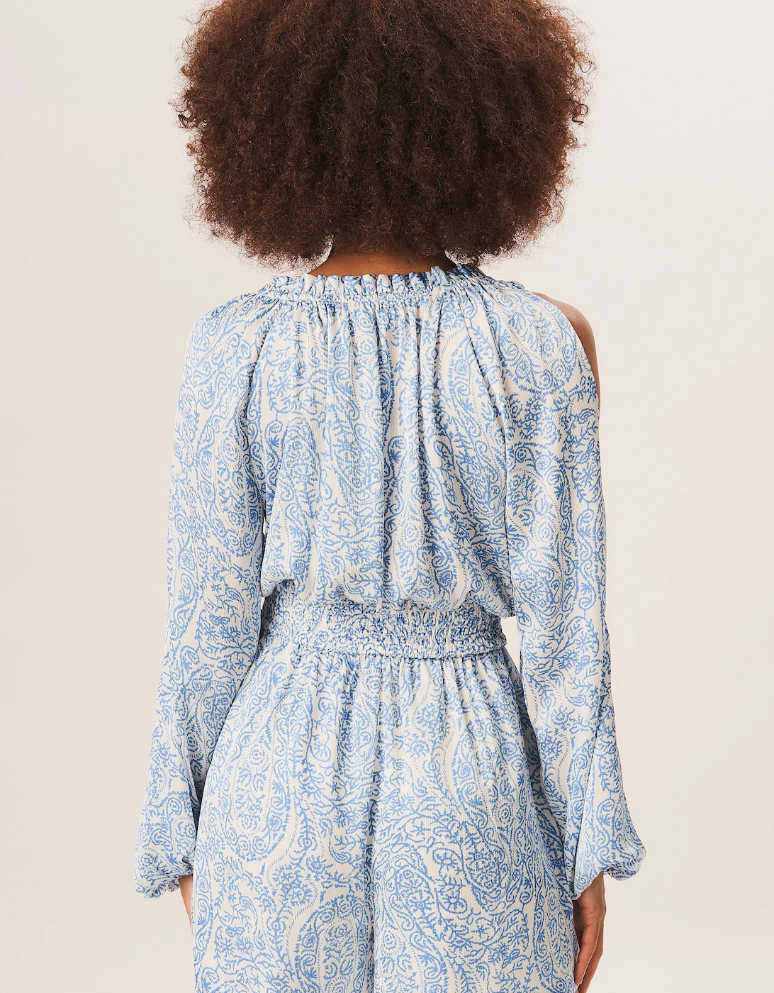 Ivory Paisley Shirred Waist Playsuit