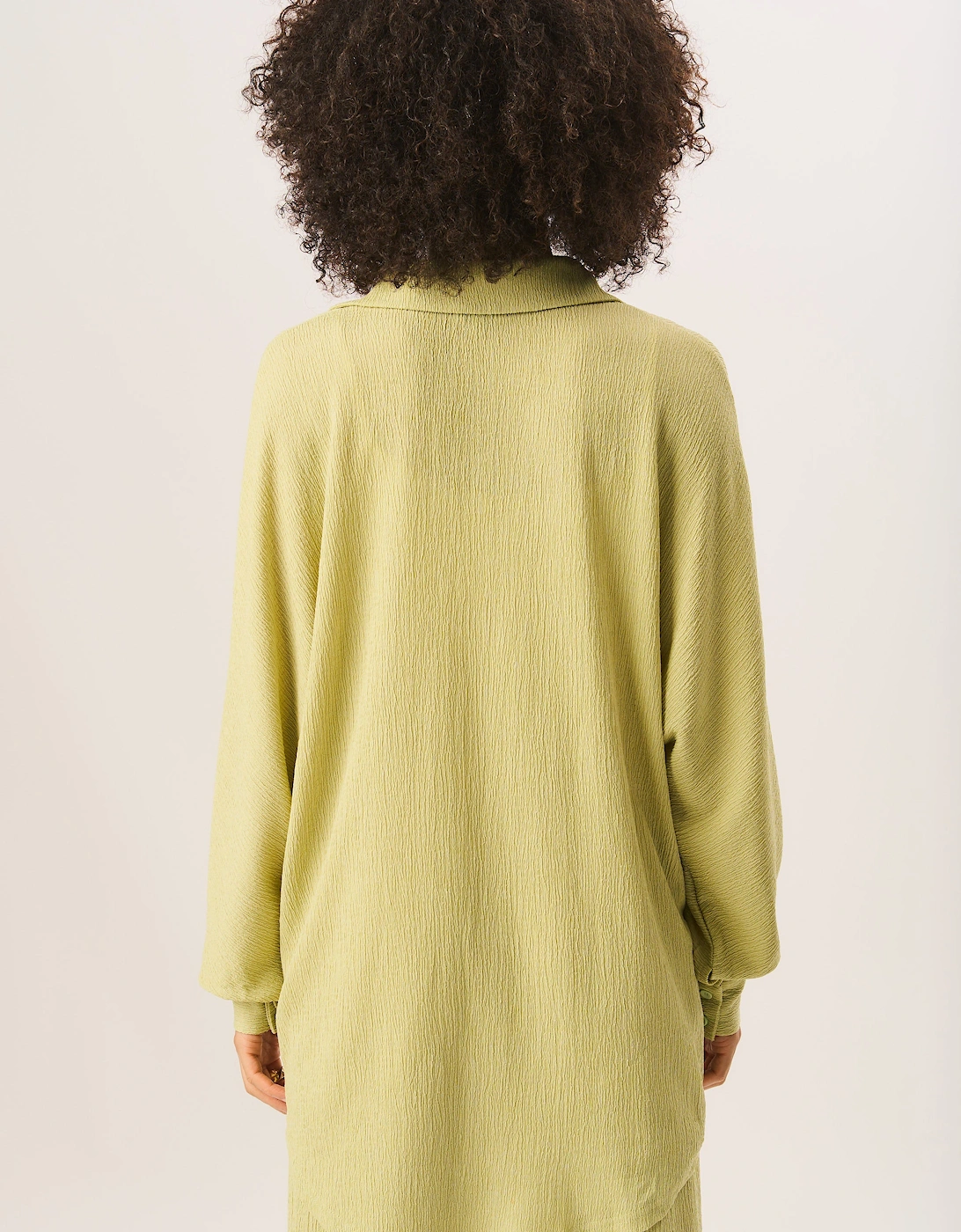 Green Textured Oversize Fit Long Sleeves Shirt