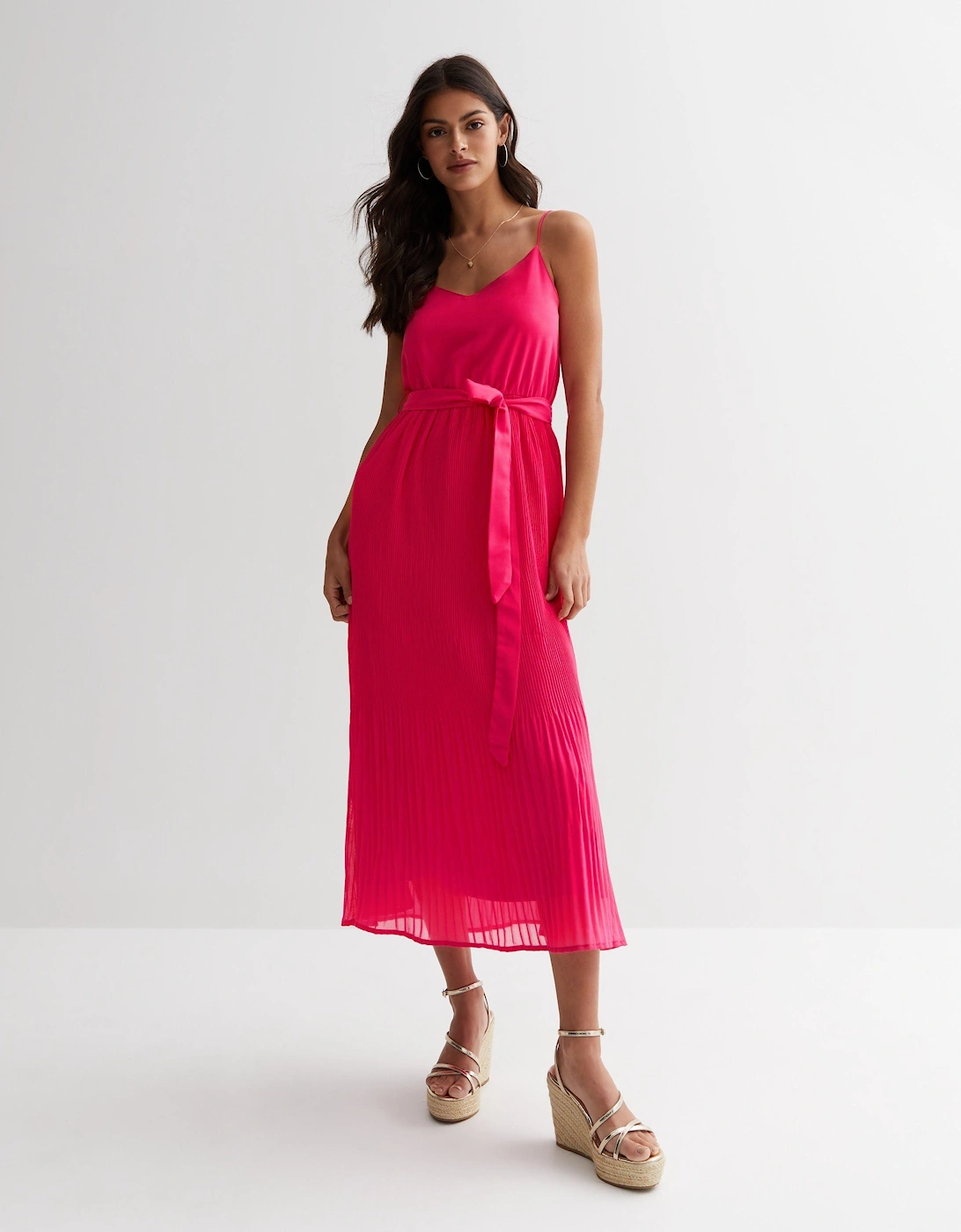 Pink Cami Top Pleated Midi Dress, 5 of 4