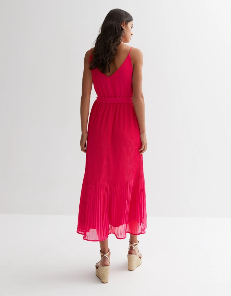 Pink Cami Top Pleated Midi Dress