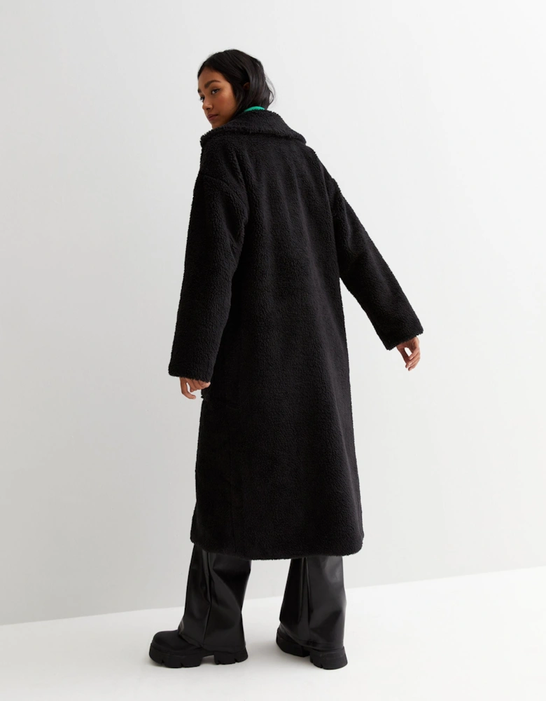 Black Longline Teddy Coat