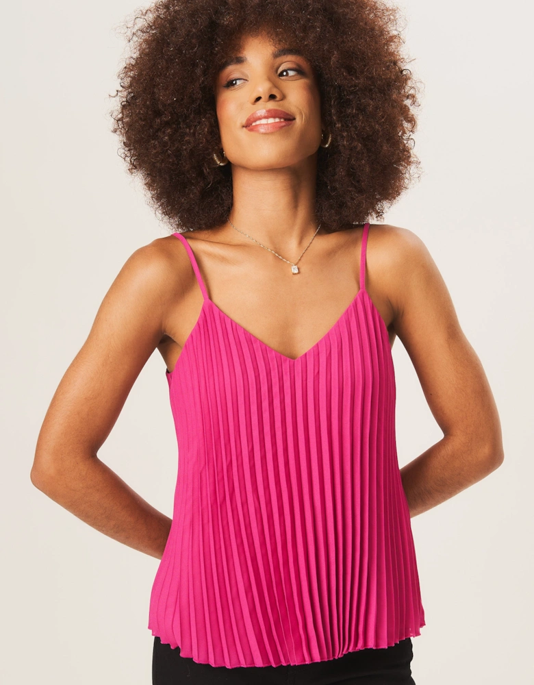 Pink Strappy Pleated Cami Top