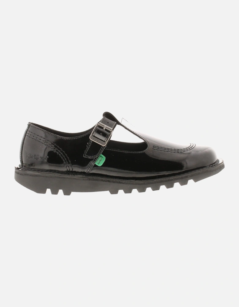 Womens School Shoes kKck lo Aztec Buckle black patent UK Size