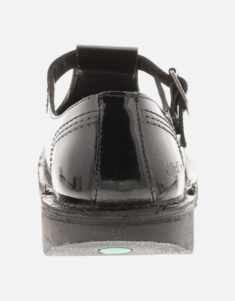 Womens School Shoes kKck lo Aztec Buckle black patent UK Size
