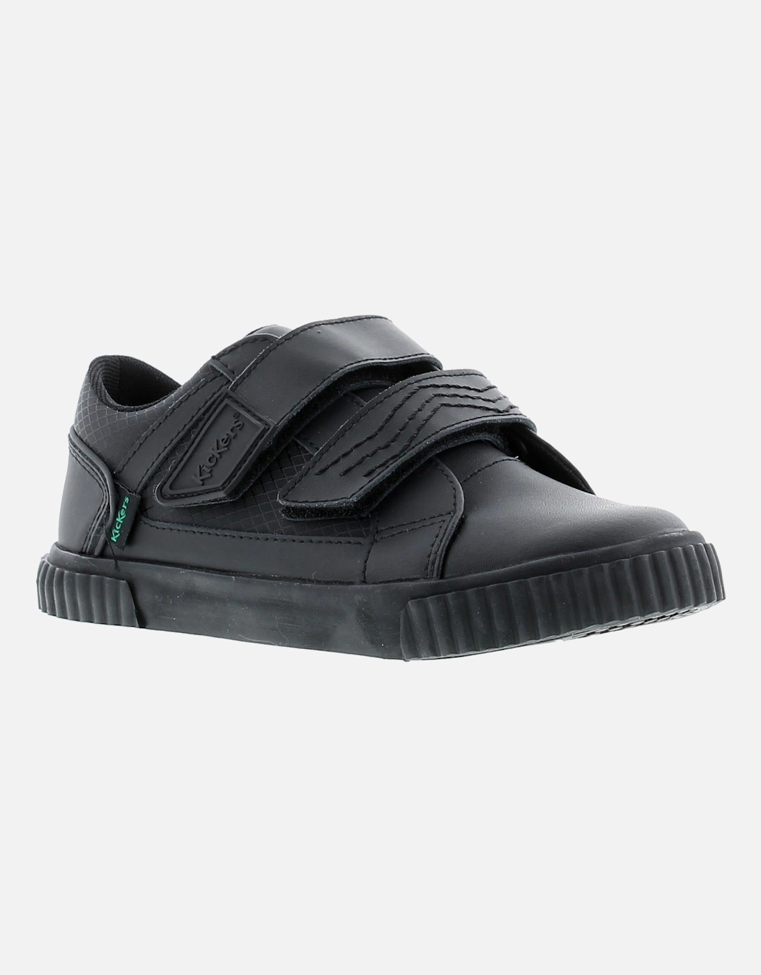 Kickers Boys Black  Younger Shoes Tovni Twin Flex Infant Leather Touch Fasten UK - Size 9/F (Standard) Kids