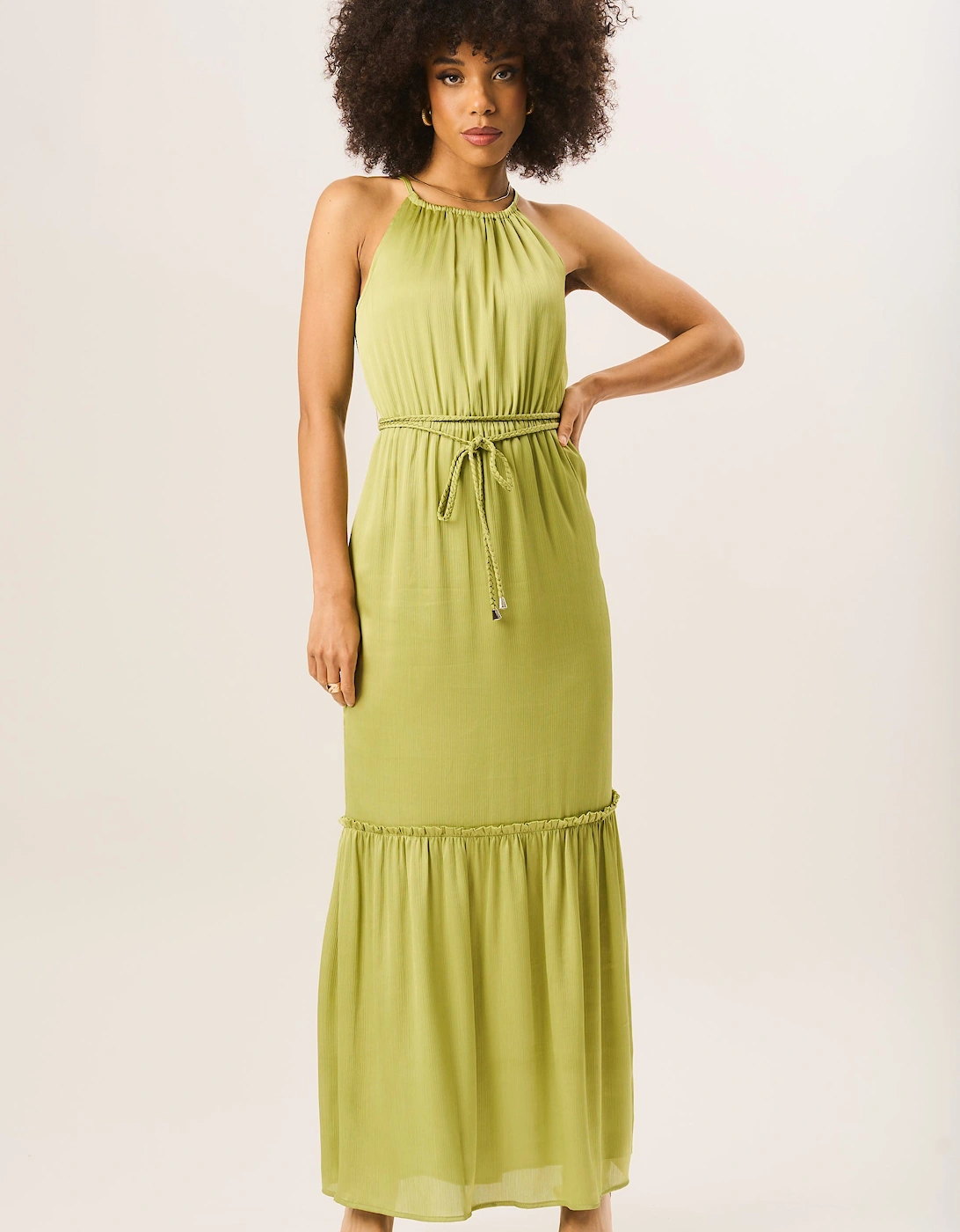 Green Halter Neck Maxi Dress