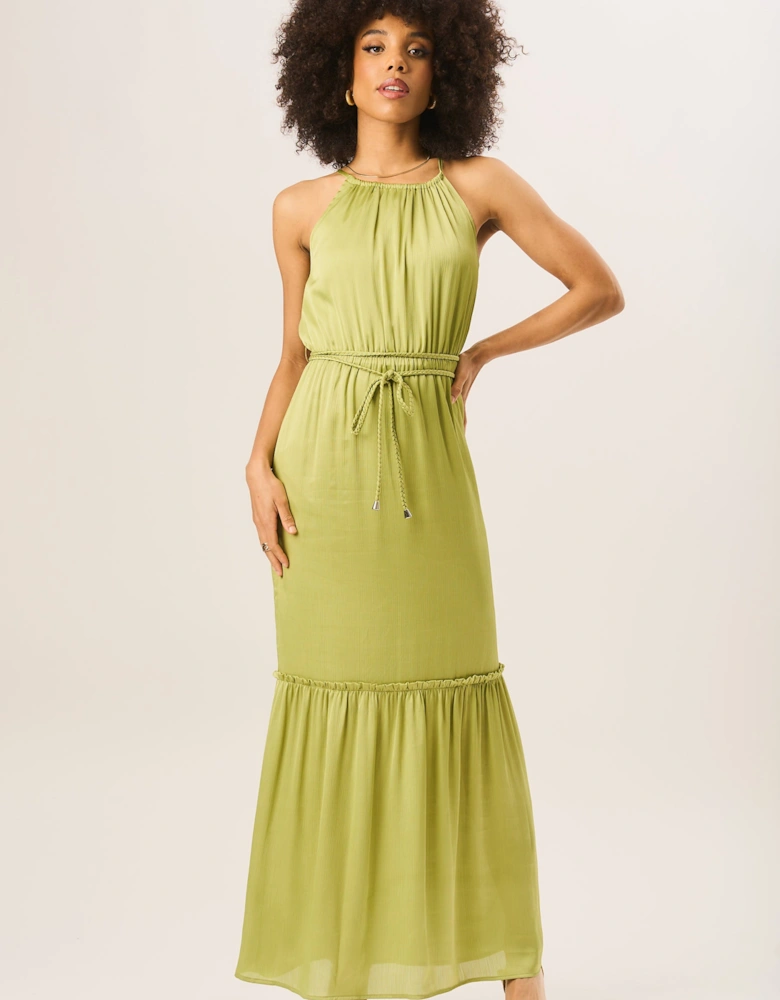 Green Halter Neck Maxi Dress