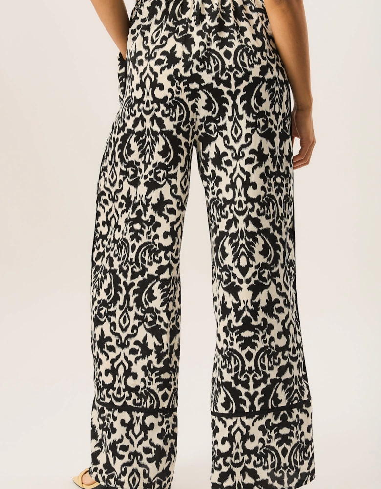 Mono Ikat Print Wide Leg Trousers
