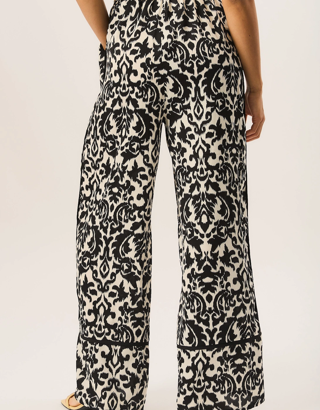 Mono Ikat Print Wide Leg Trousers
