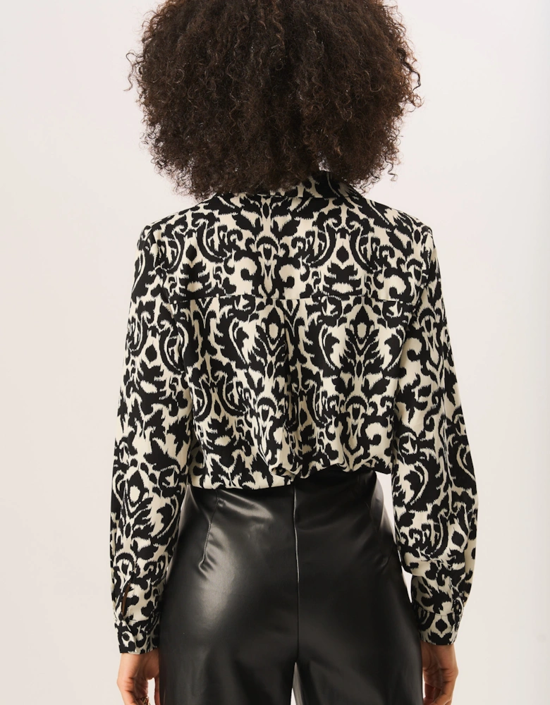 Mono Ikat Print Loose Fit Shirt