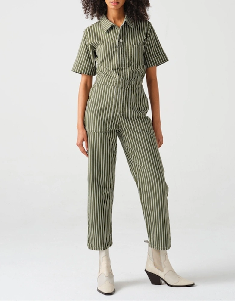 Pearl Striped Denim Jumpsuit