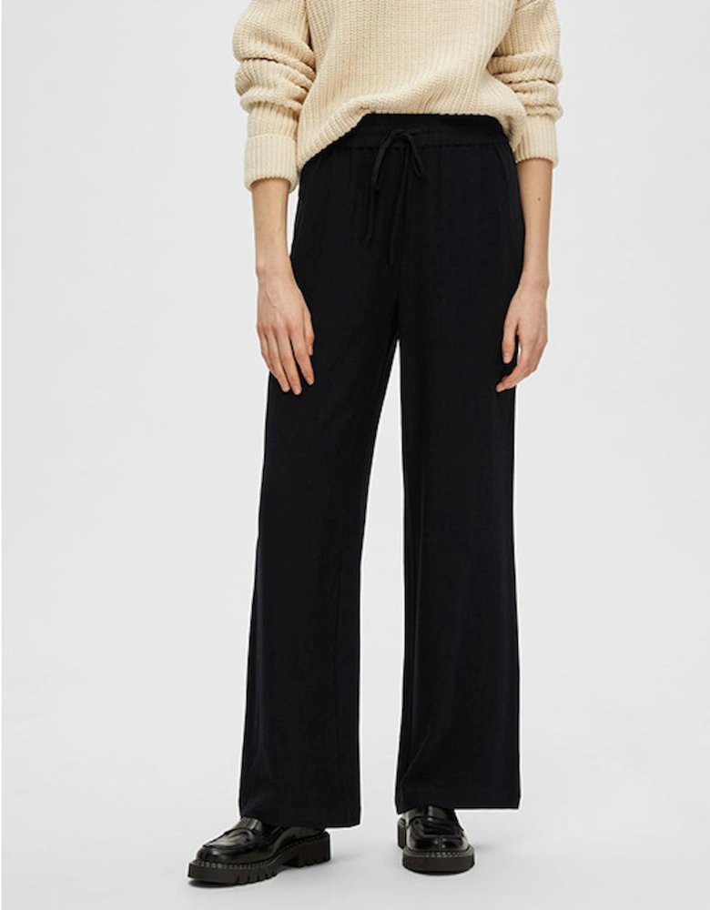 Femme Slfviva-Gulia Linen Pant Black