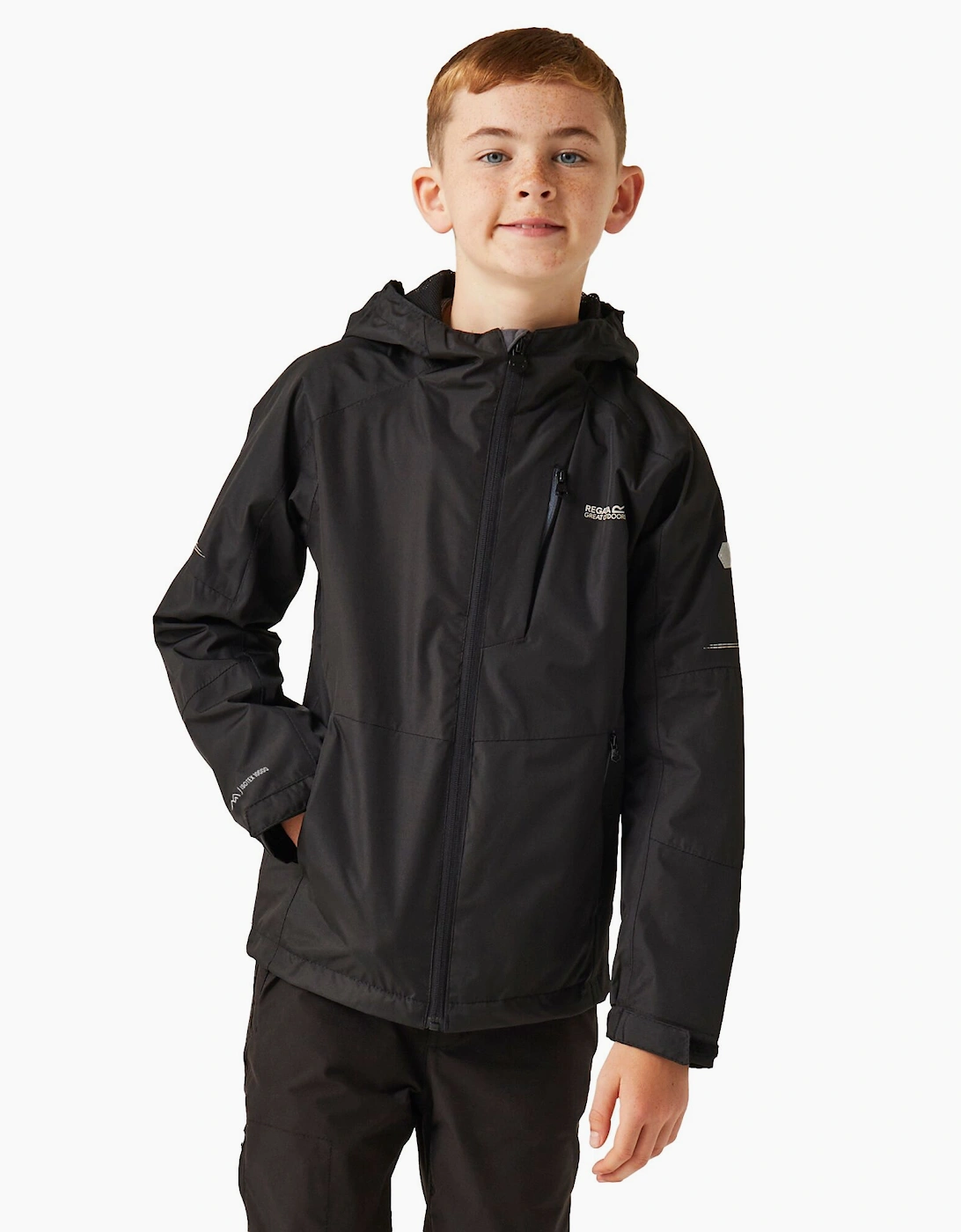 Regatta Boys Black  Childrens/ Calderdale Ii Waterproof Jacket - Size 13 Years Kids