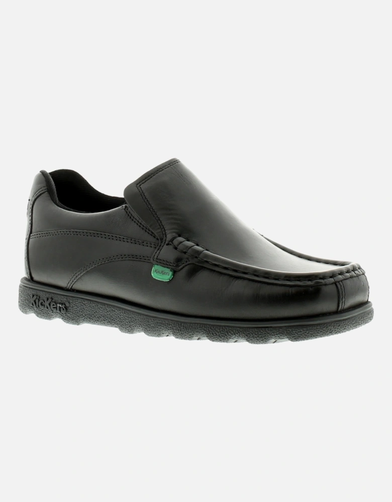 Boys Black School Shoes Junior Fragma S Leather Slip On black UK Size