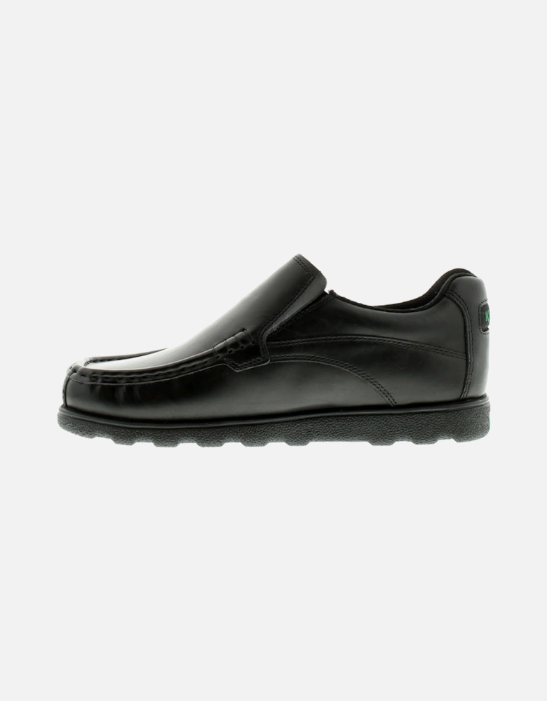 Boys Black School Shoes Junior Fragma S Leather Slip On black UK Size