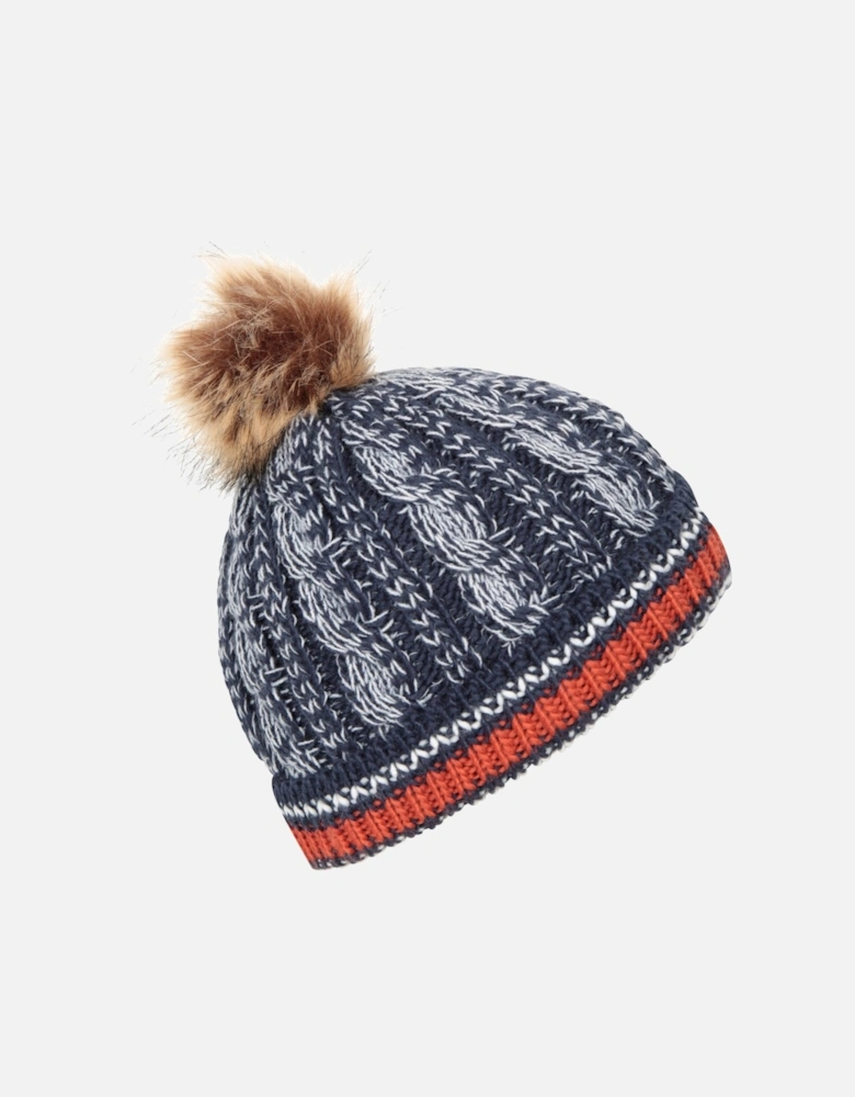 Childrens/Kids Badge Pom Pom Beanie