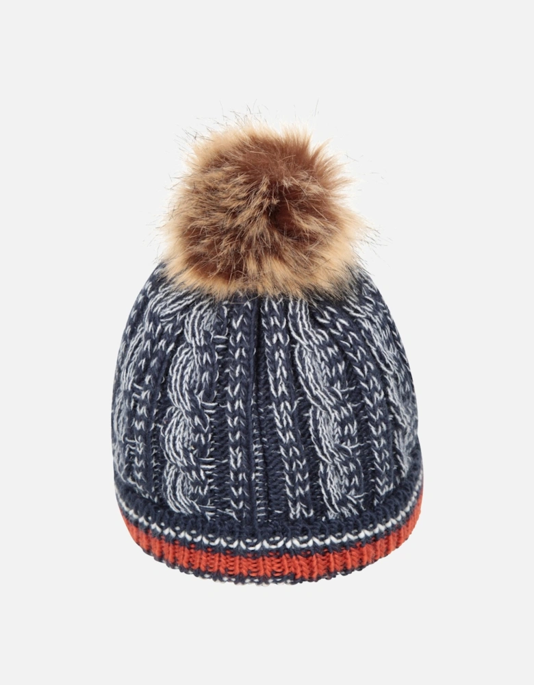 Childrens/Kids Badge Pom Pom Beanie