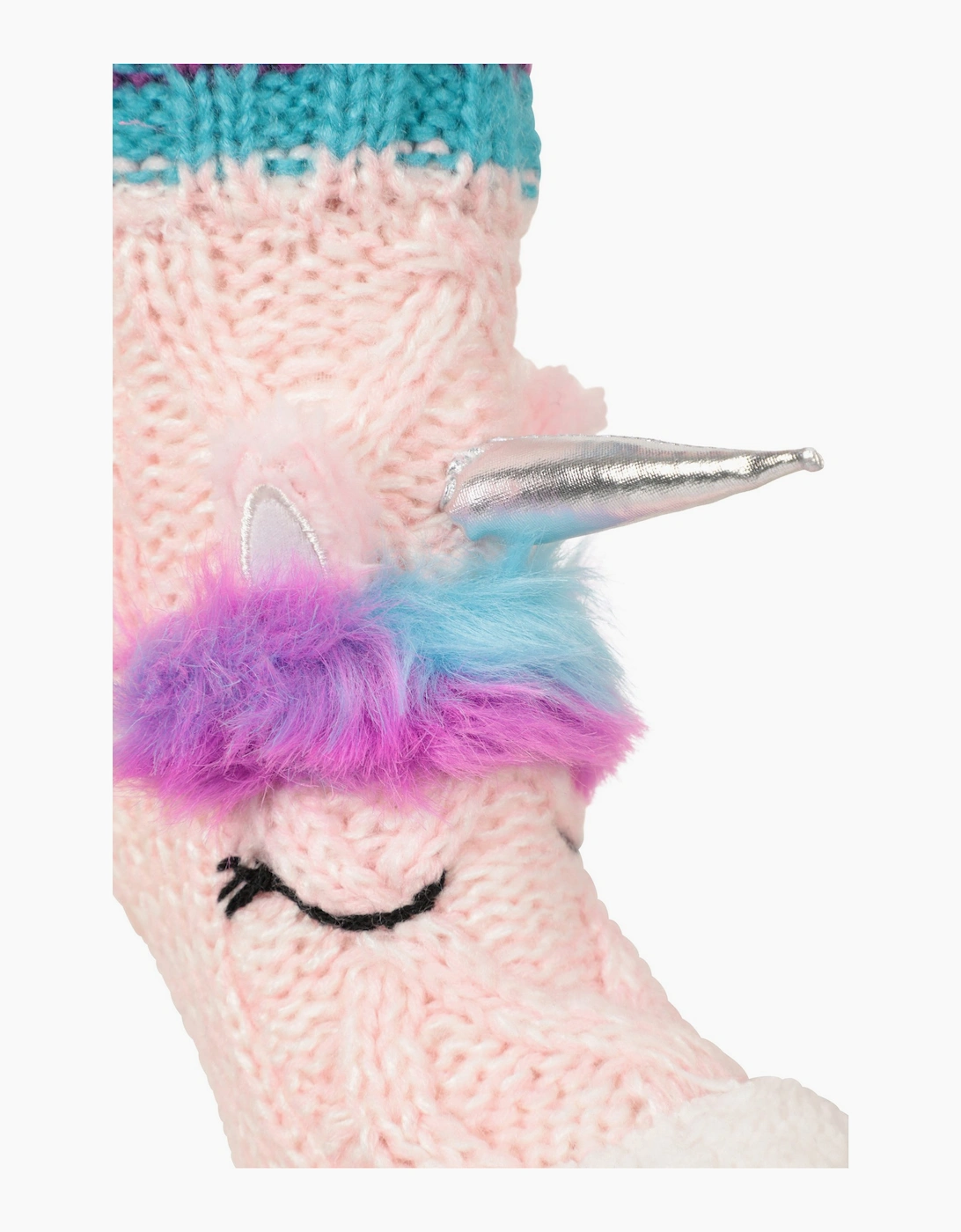 Mountain Warehouse Childrens Unicorn Ankle Socks Pink Slip Resistant Knit Footwear for Kids - Image 2
