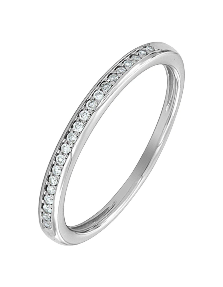 9ct White Gold 8 Point Diamond Wedding Band