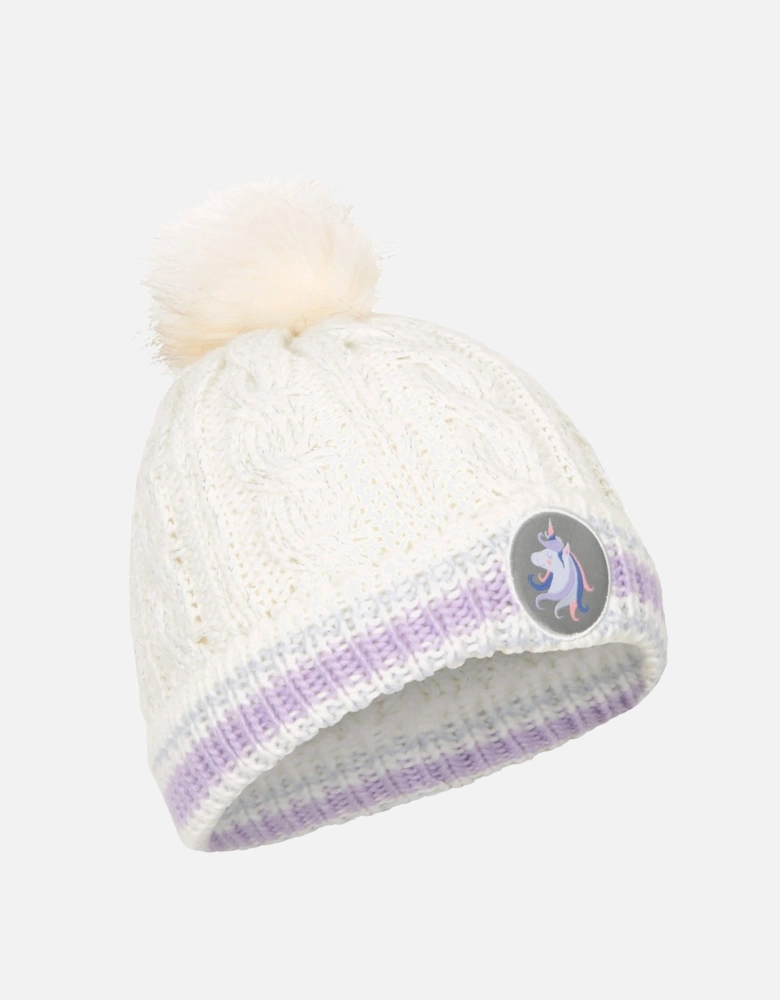 Childrens/Kids Unicorn Pom Pom Beanie