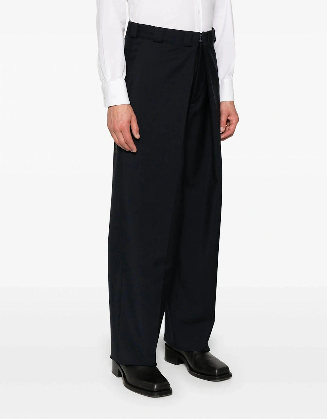 Mohair Wool Mix Trousers Navy