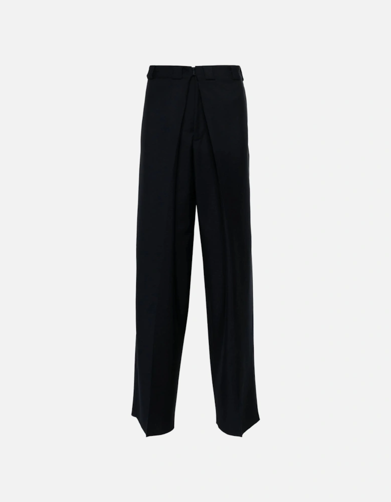 Mohair Wool Mix Trousers Navy