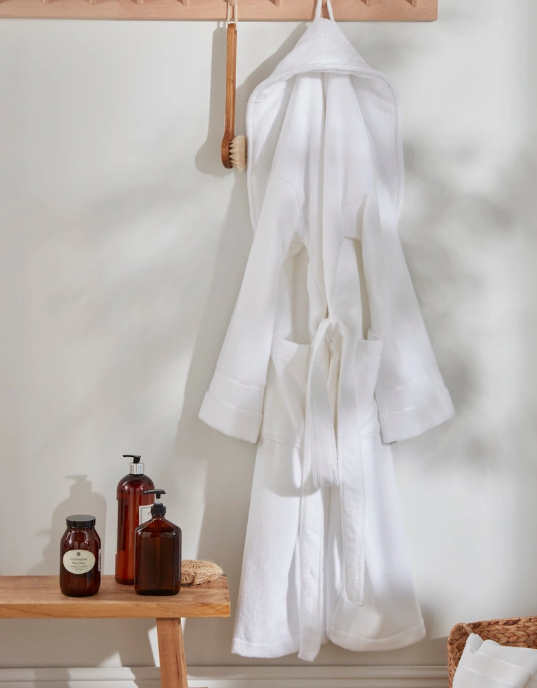 Bamboo Towelling Robe in Cloud White