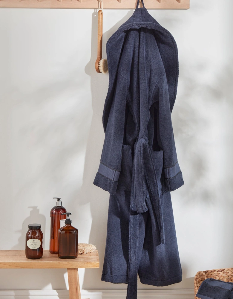 Bamboo Towelling Robe in Midnight