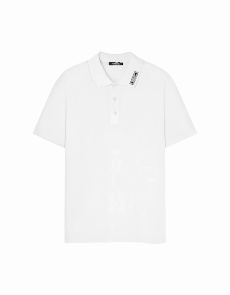 Piquet Polo With Embroidery Collar Branding White