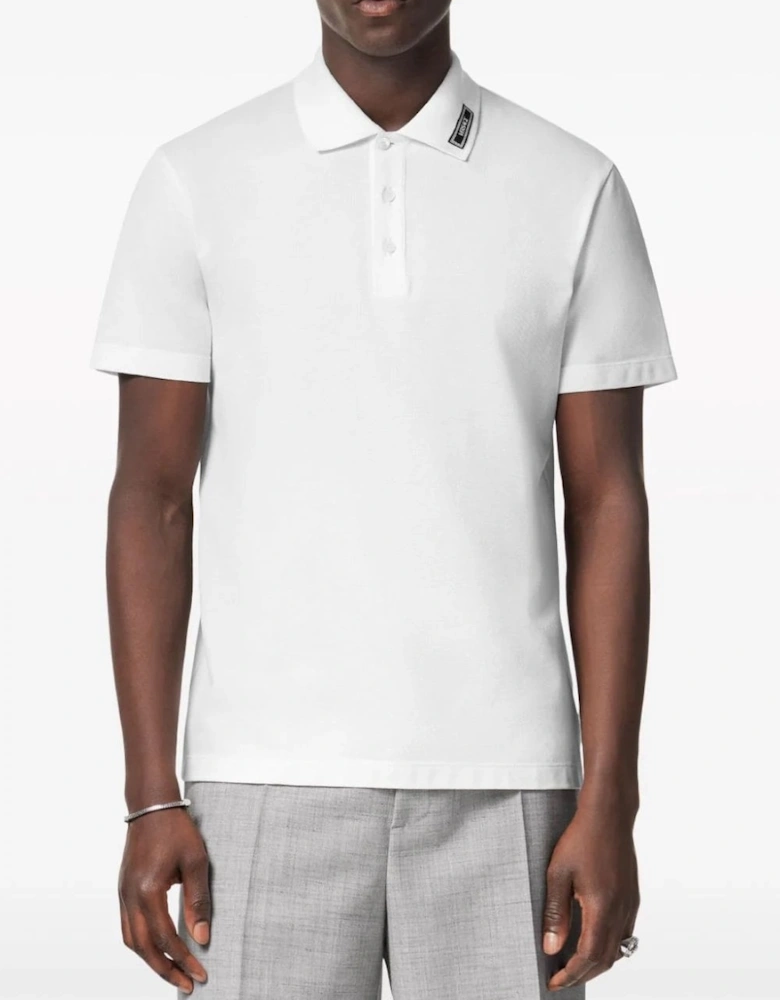 Piquet Polo With Embroidery Collar Branding White