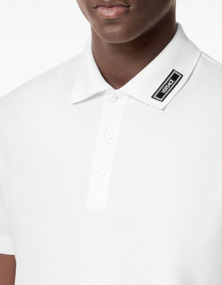 Piquet Polo With Embroidery Collar Branding White