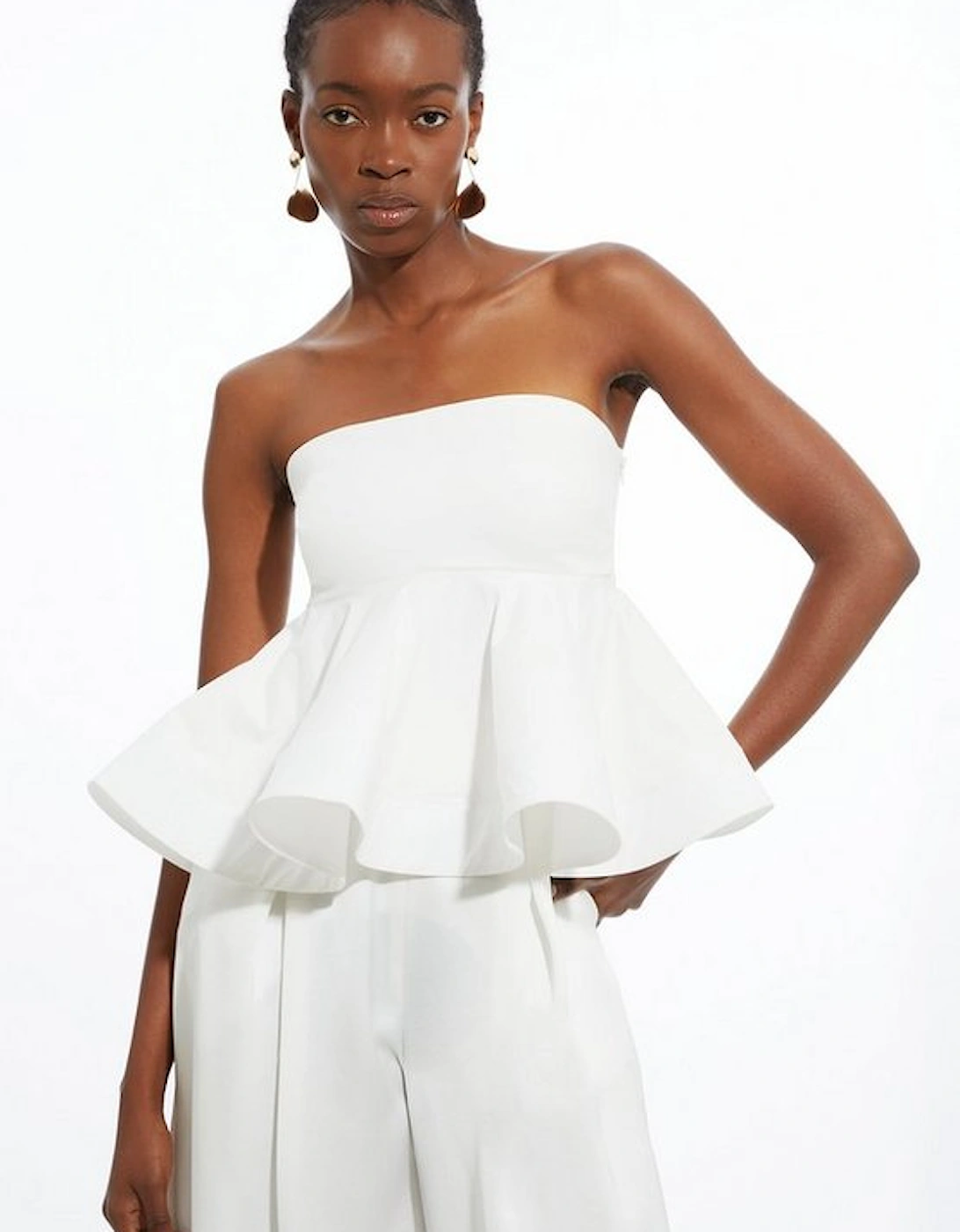 Ruffle Hem Ponte And Cotton Jersey Bandeau Top, 5 of 4