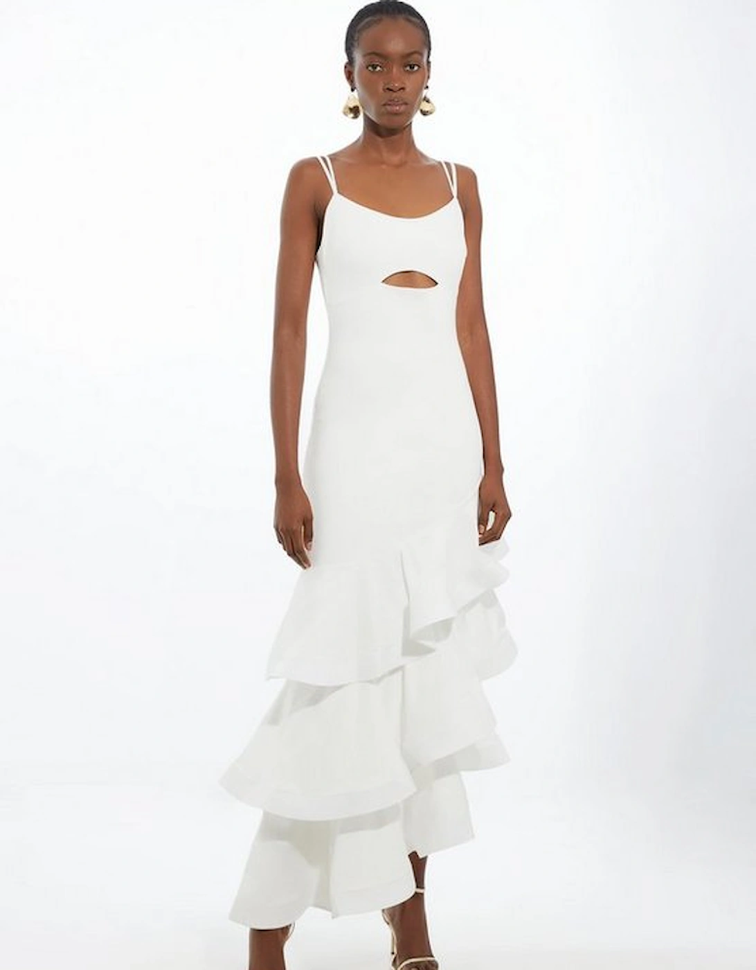 Cotton Ponte Jersey Ruffle Hem Maxi Dress, 4 of 3