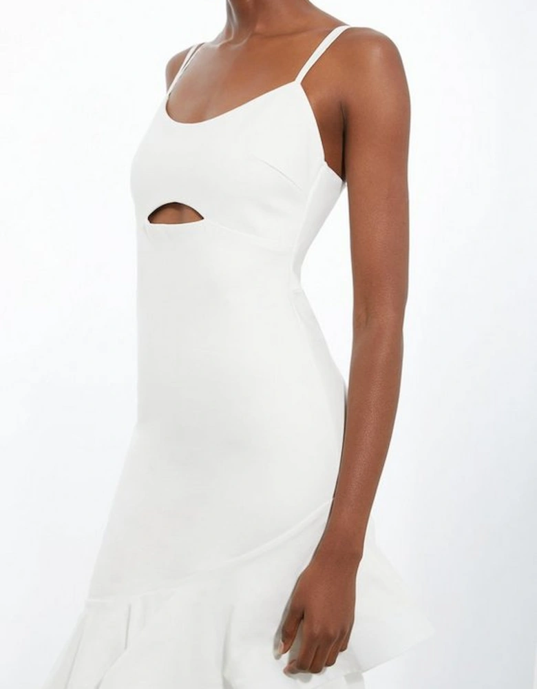 Cotton Ponte Jersey Ruffle Hem Maxi Dress