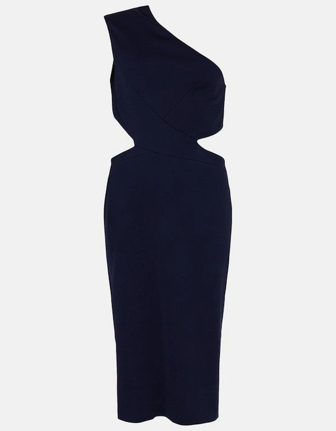 Italian Structured Stretch Asymmetric Midi Dress