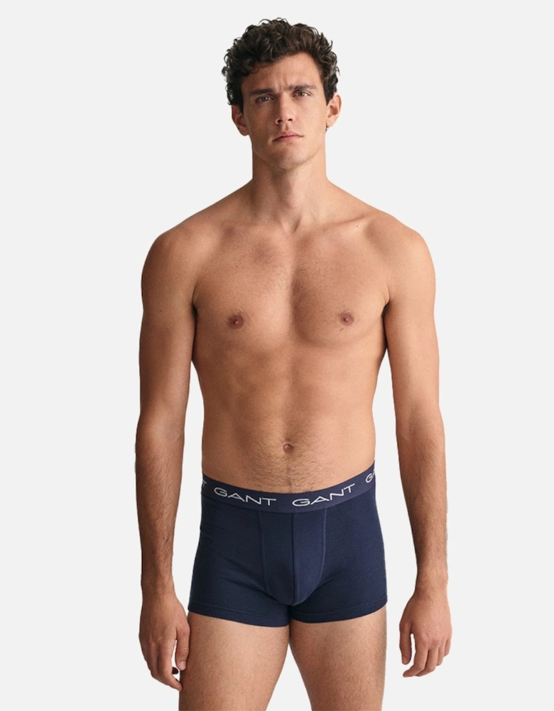 5-Pack Logo Waistband Boxer Trunks, Navy