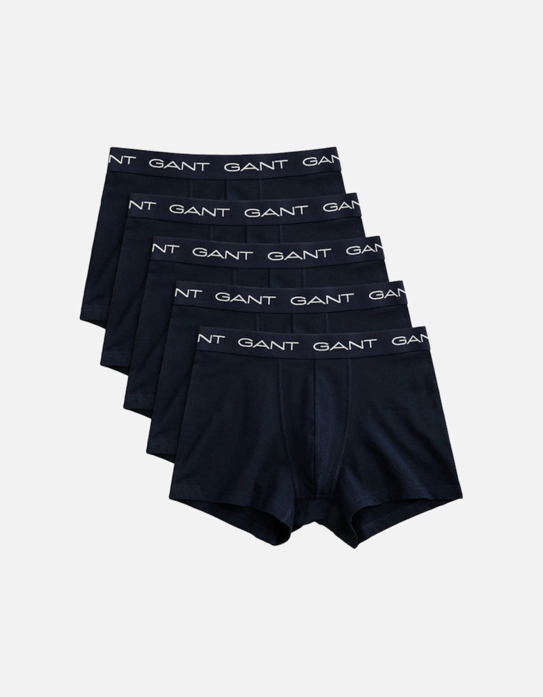 5-Pack Logo Waistband Boxer Trunks, Navy