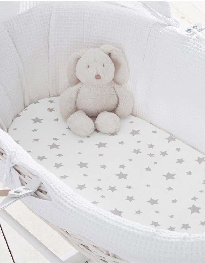 Safe Nights 2 x Fitted Sheets, Moses Basket, Star Print