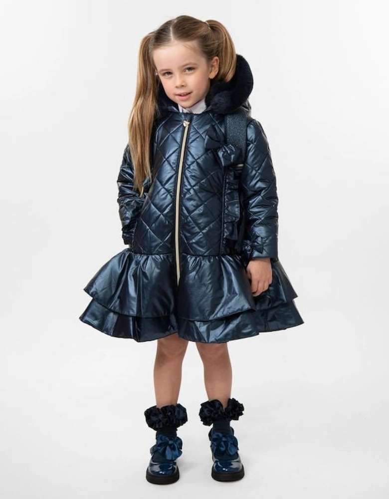 Navy Quilted School Coat