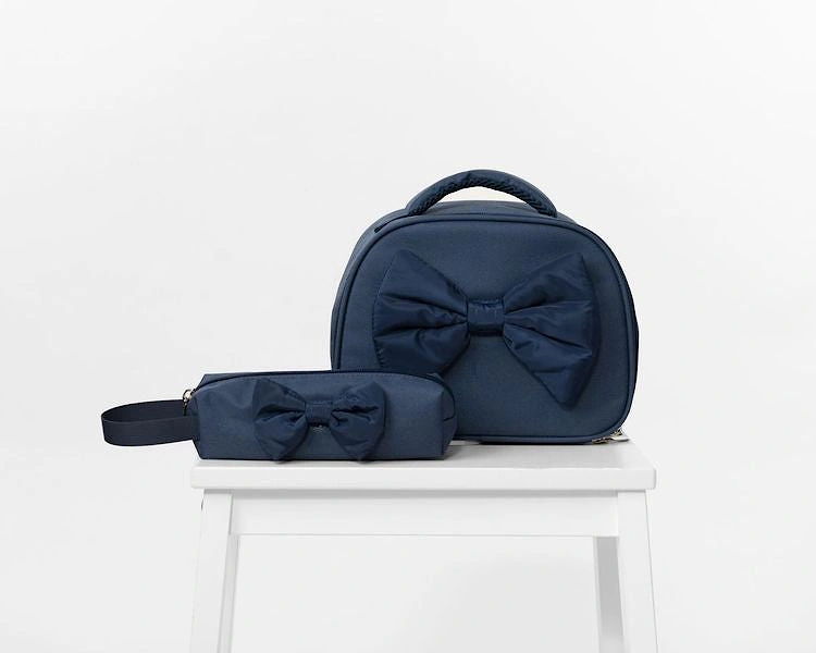 Navy Bow Pencil Case