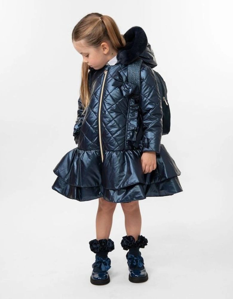 Navy Quilted School Coat