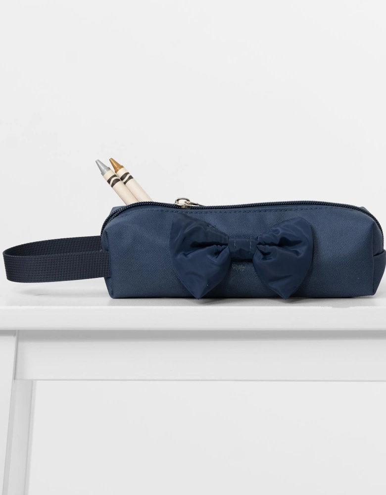 Navy Bow Pencil Case