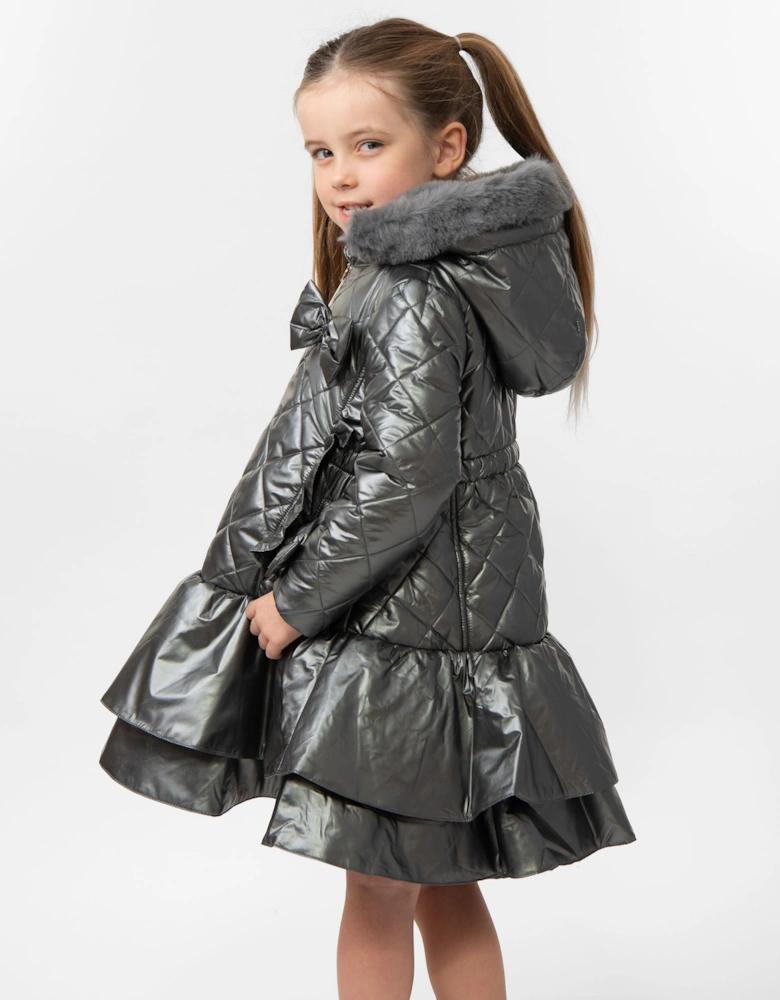 Grey Quilted School Coat