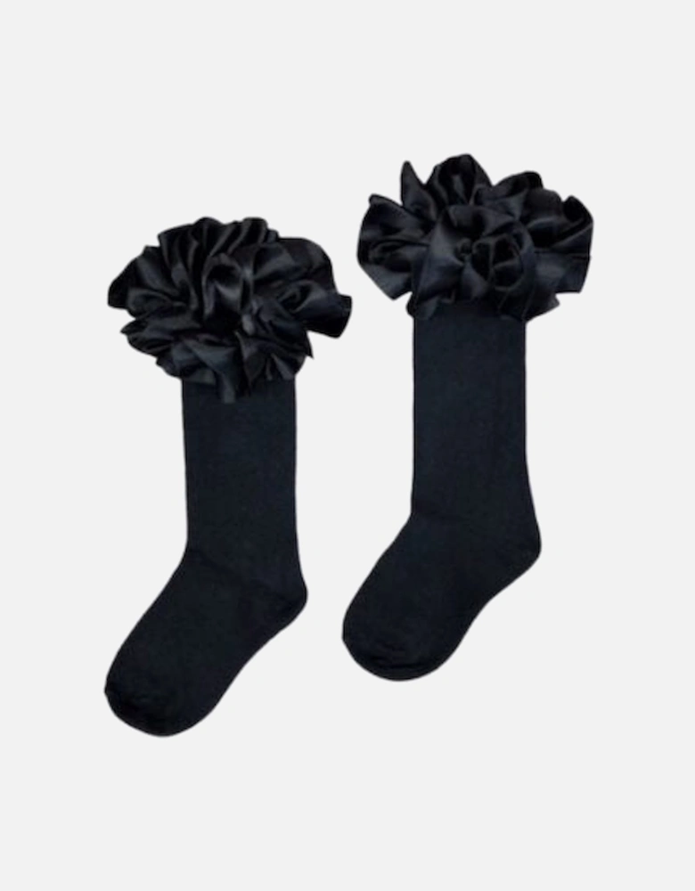 Black Ribbon Frill Knee Socks