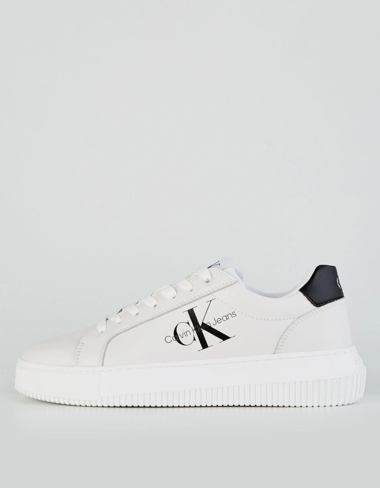 Chunky Leather Cupsole Trainer - White/black