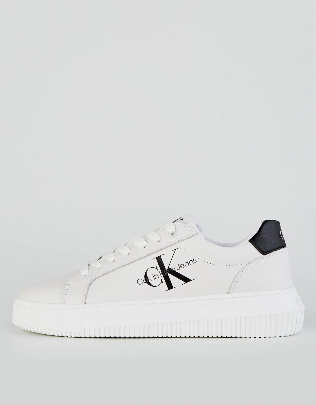 Chunky Leather Cupsole Trainer - White/black, 7 of 6