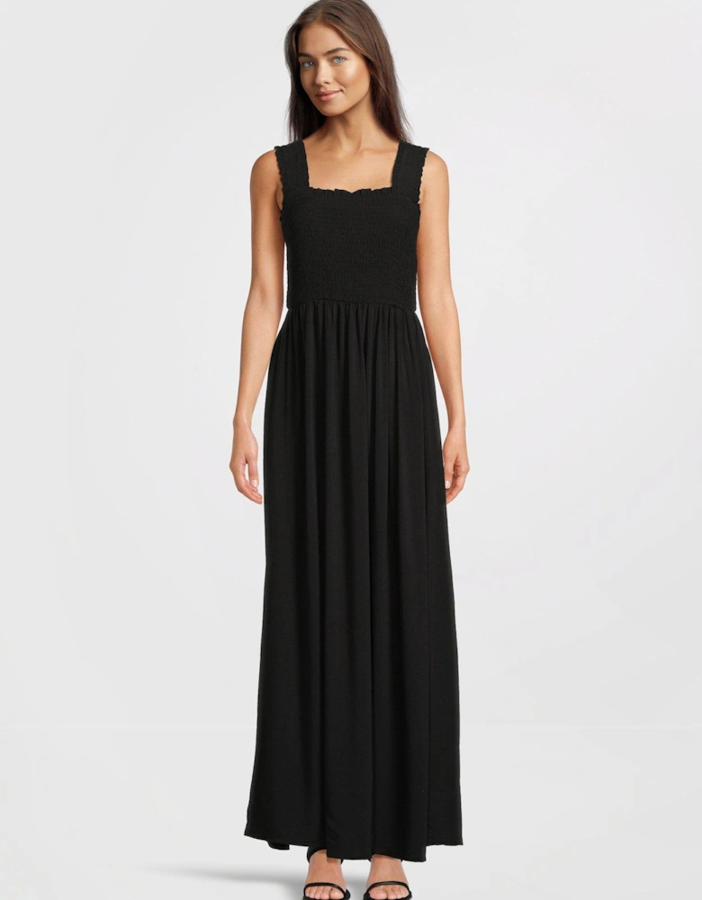 Ruched Maxi Dress - Black