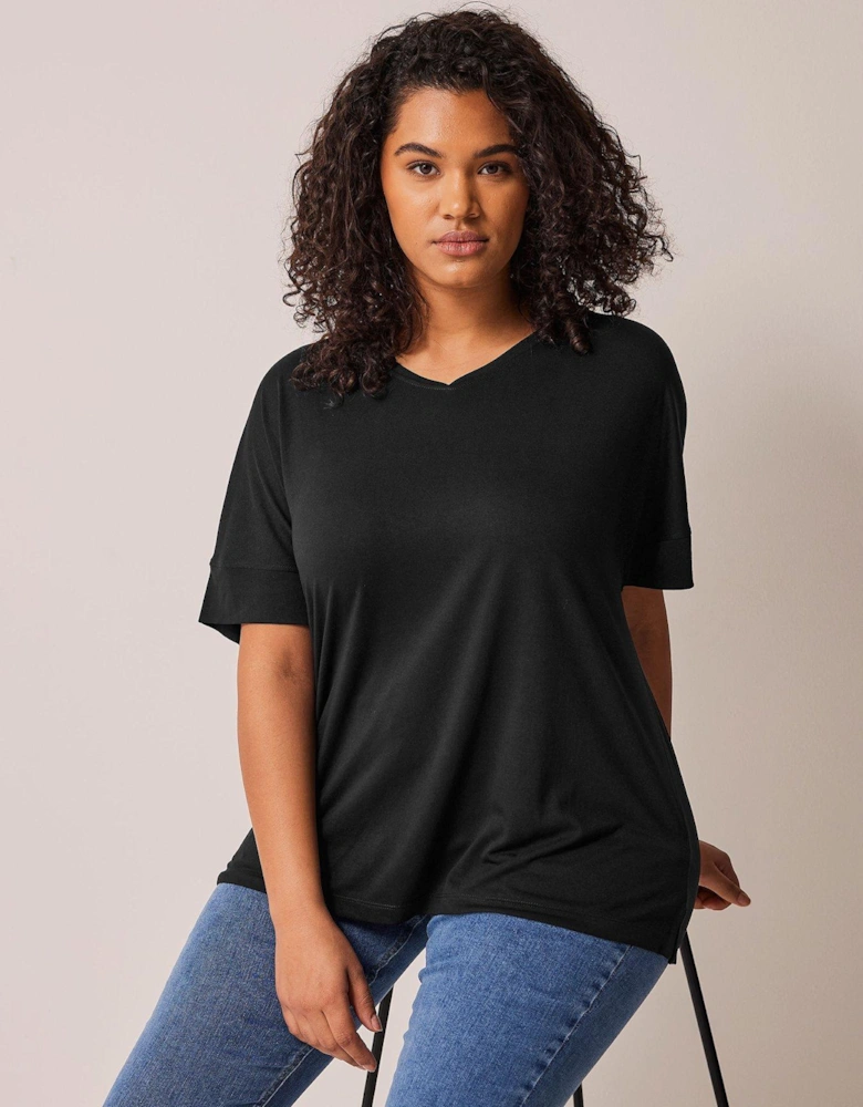 V Neck Modal T-shirt Black