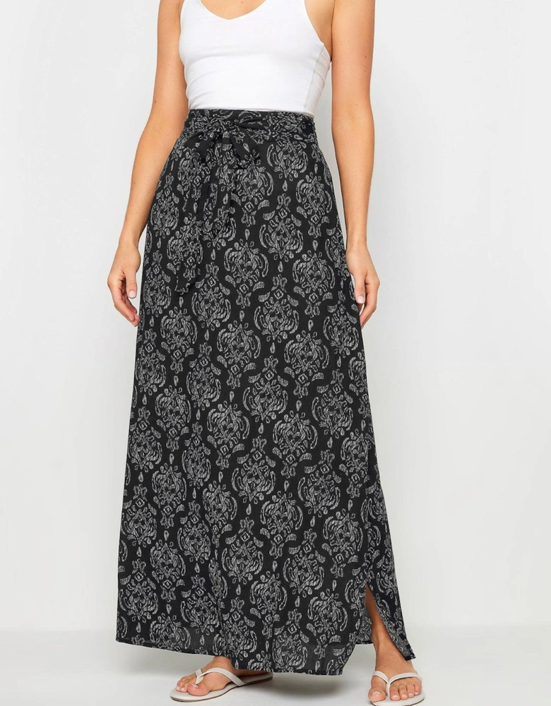 Mono Aztec Maxi Skirt - Black